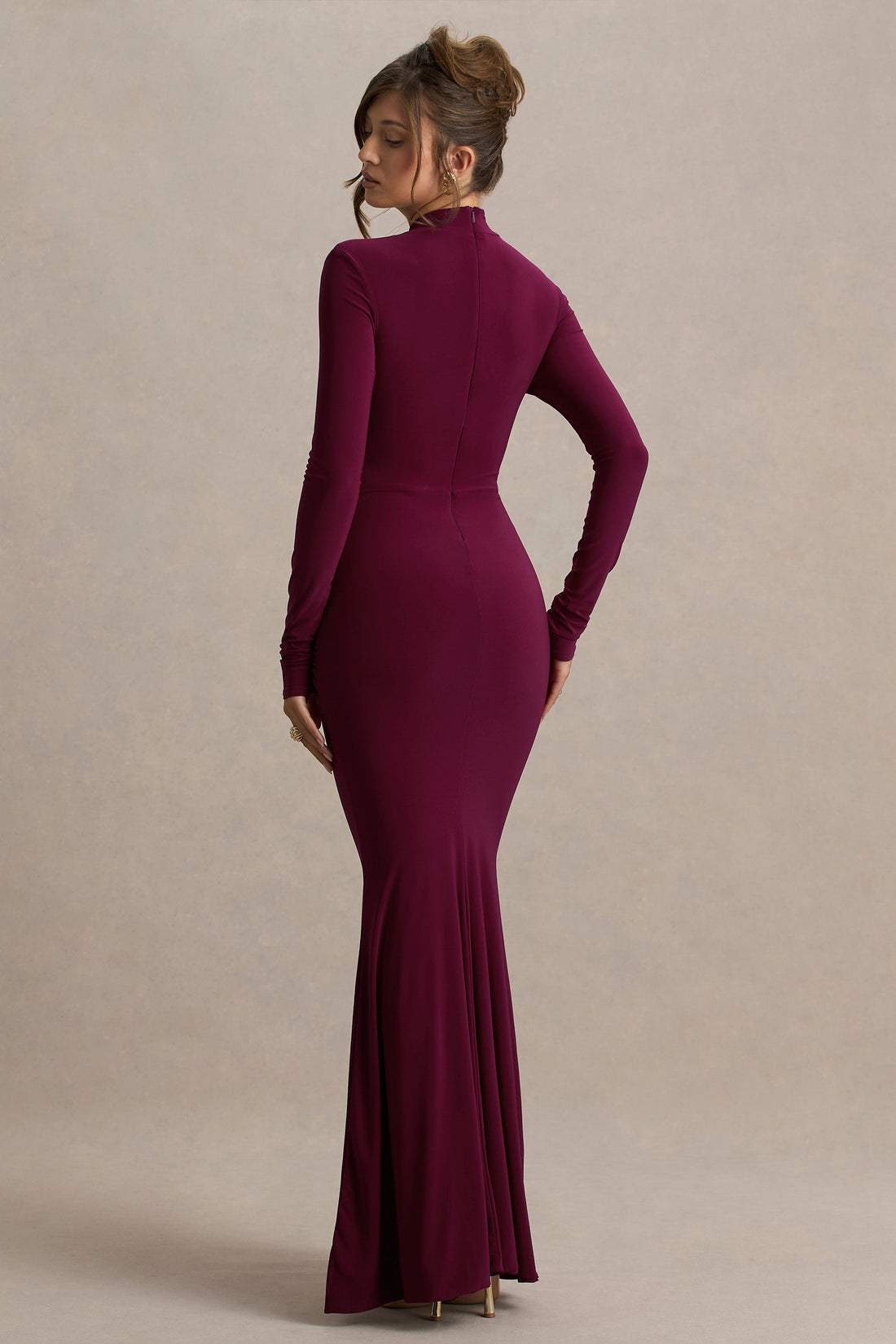 Vianne High Neck Long Sleeve Knot Maxi Dress