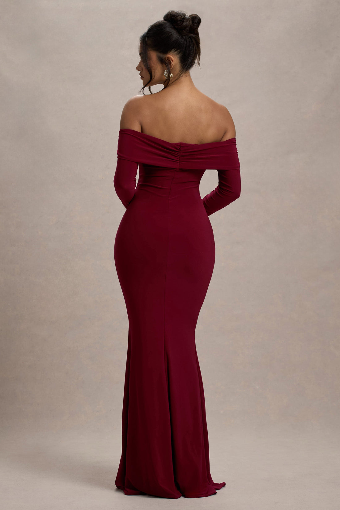 Sienna Berry Bardot Long Sleeve Maxi Dress