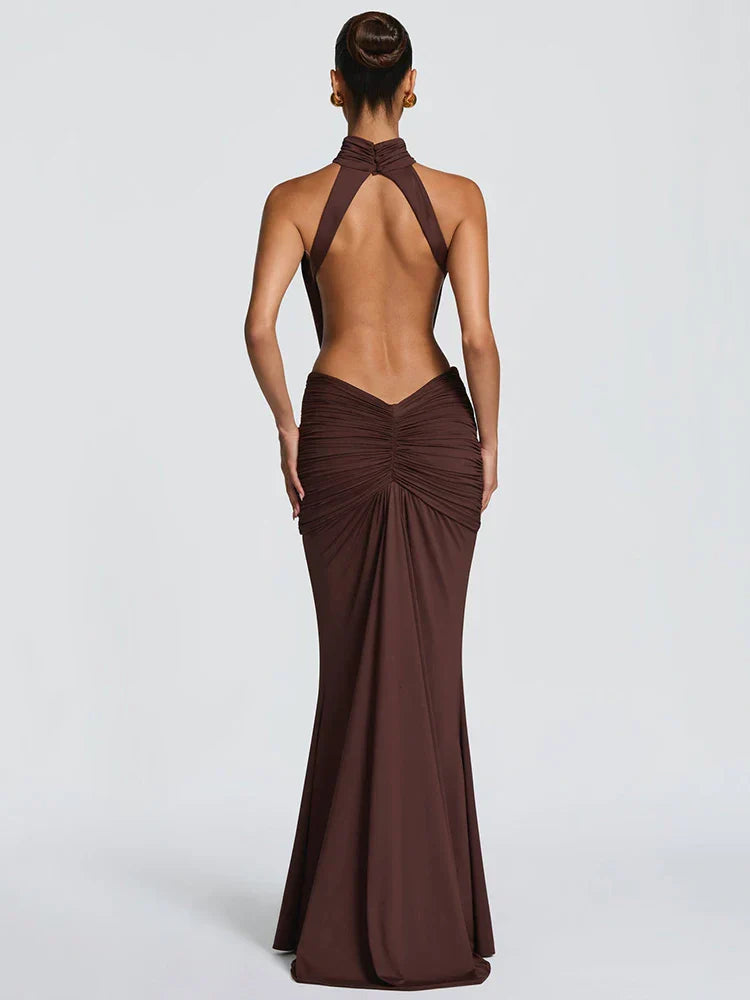 Backless Halter Maxi Dress